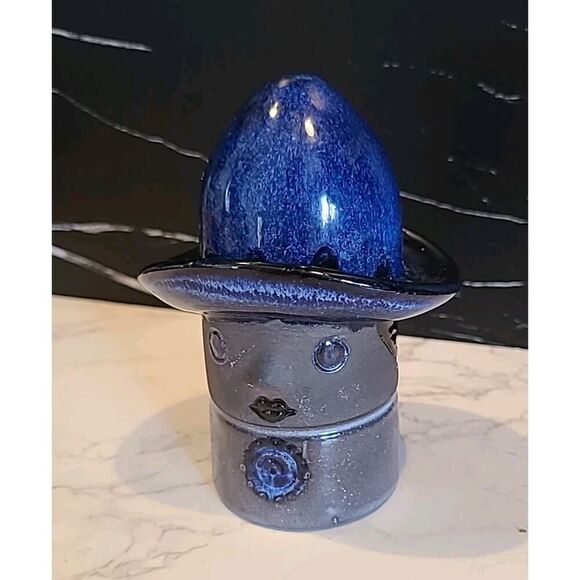 ELSI BOURELIUS Blue Woman In Hat Figure Bud Vase JIE Sweden Scandinavian 5.25" - Picture 2 of 7